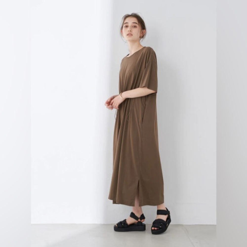 Editt by Yecca Vecca Dress Drawstring Waist Lagenlook Minimalist Free Size
